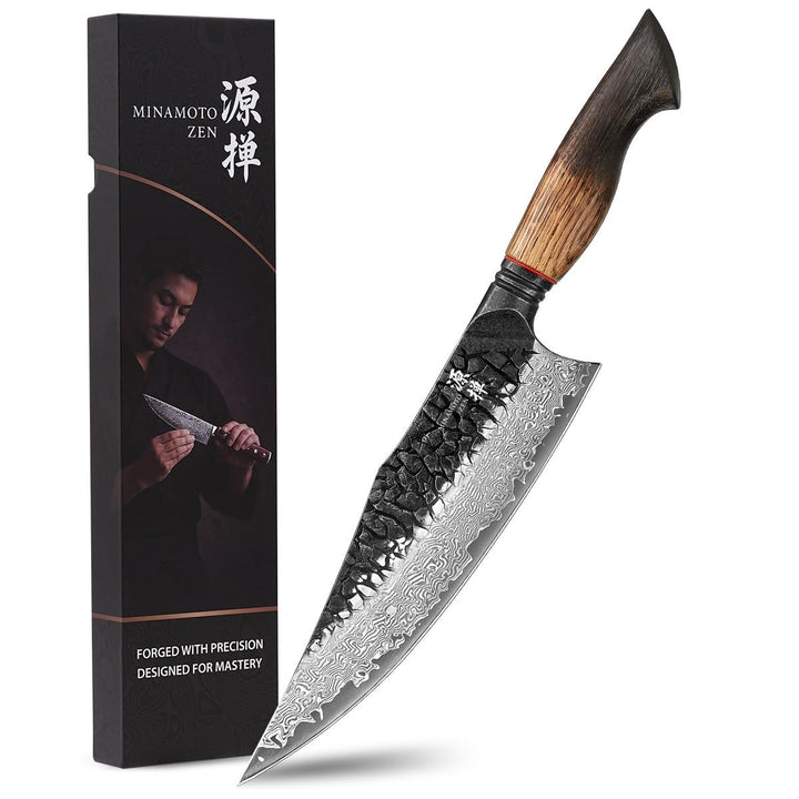 OKAMI Damastmesser Chefmesser 21,9 cm – Handgeschmiedetes japanisches Küchenmesser aus echtem Damast