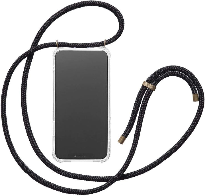 KNOK Premium Handykette für Apple iPhone 16 Plus, Schwarz, transparent | Silikonhülle mit fest verbu