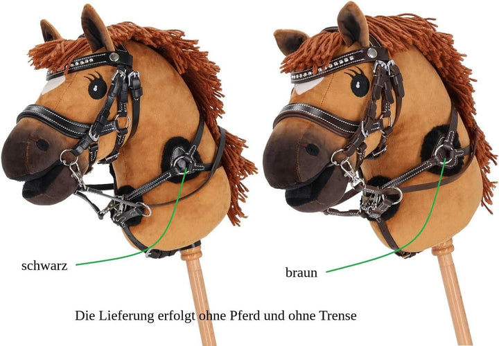 NETPROSHOP Hobby Horsing Vorderzeug Dolly Verstellbar mit Kunstfell Braun oder Schwarz, Farbe:Braun,