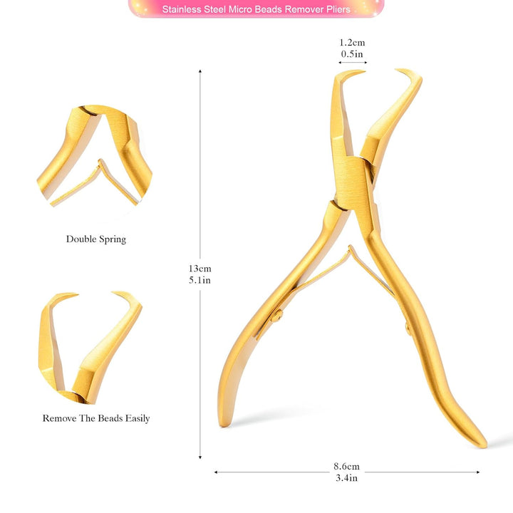 FOSHIO Haarverlaengerung Werkzeug Microring Extensions Set mit 200 Schwarz Microringe 2 Stück Micror