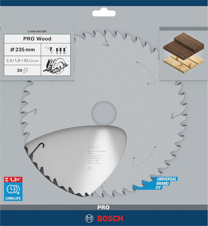 Bosch Professional 1x Kreissägeblatt Speedline Wood (für Holz, Sägeblatt Ø 235 x 30/25 x 2,6 mm, 30