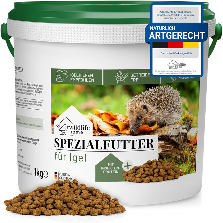 WILDLIFE HOME Igelfutter VON IGELHILFEN EMPFOHLEN Getreidefrei 1kg - Artgerechtes Spezialfutter für