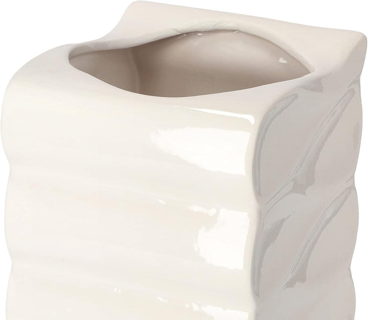 KOTARBAU® Blumentopf Blumenvase aus Keramik Meereswellen Glasiert 26 cm Weiss Höhe 26 cm Weiss, Höhe
