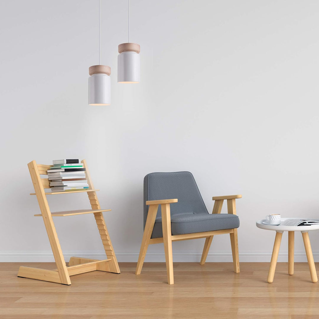 Lussiol 250560 Hängeleuchte, Keramik/Holz, 40 W, Weiss