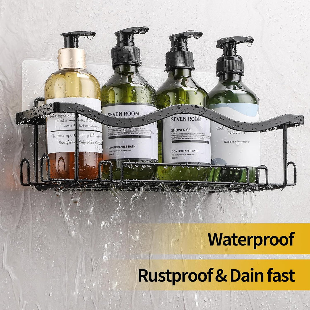 ALOCEO Duschablage ohne Bohren 3 Stück, Rostfrei Dusch Organizer, Shampoo Halterung für Dusche, Schw
