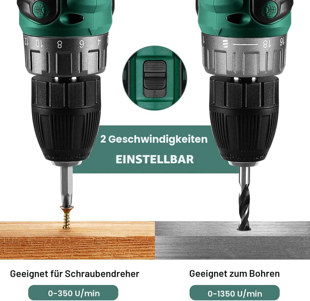 20 V Akkuschrauber für Damen:DEKOPRO 40 N.m Akku Schrauber mit Akku und Ladegerät，30 pcs Zubehör Boh