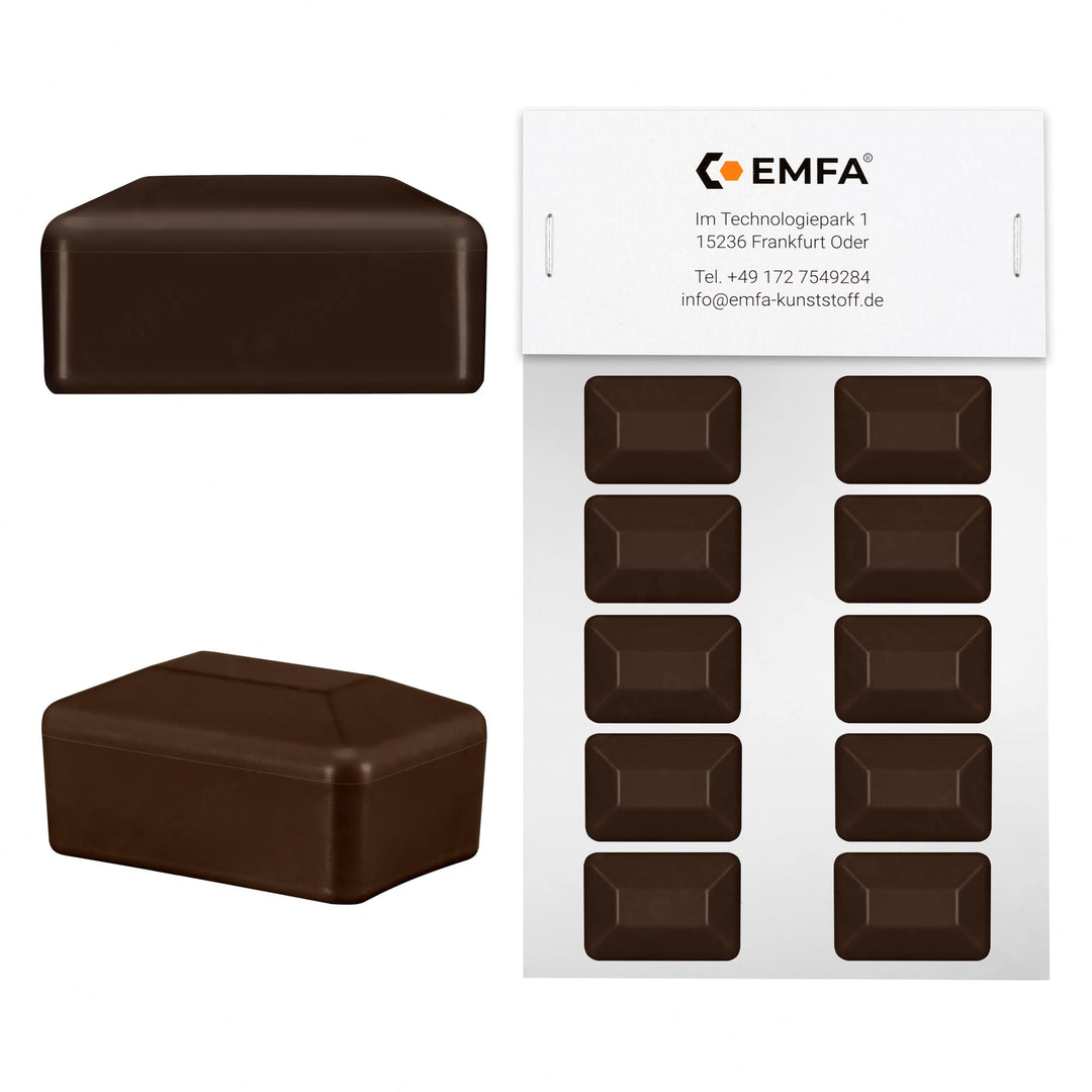 EMFA Zaunpfahlkappe rechteckig 40x80 mm Braun 10 Stück Pfostenkappen Kunststoff Pfostenkappen Abdeck