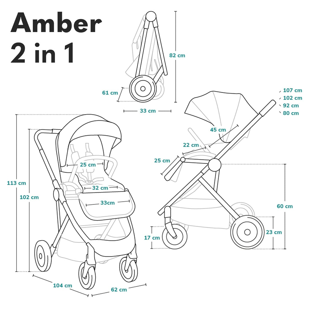 LIONELO Amber Kinderwagen 2 in 1 Kombikinderwagen, Kinderwagen Set mit sportlichen Sitz und fester B