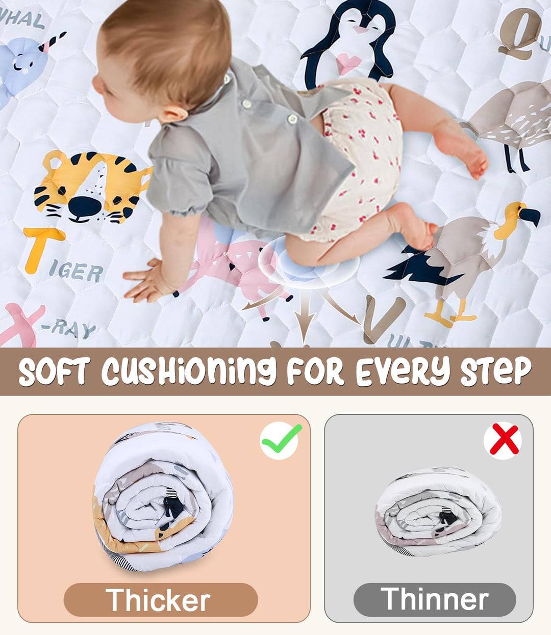 Krabbelmatte Baby, Faltbare Unterlage 180x150cm, Rutschfest &amp; Schadstofffrei, Krabbeldecke für Baby,