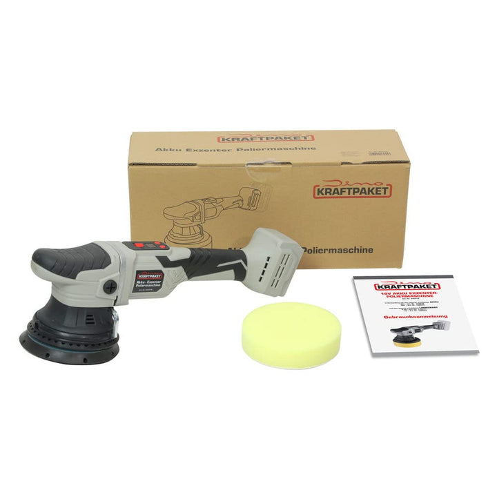 Dino KRAFTPAKET 15mm- 18V Bürstenlose Akku Exzenter Poliermaschine für Auto mit 125mm Stützteller Mo