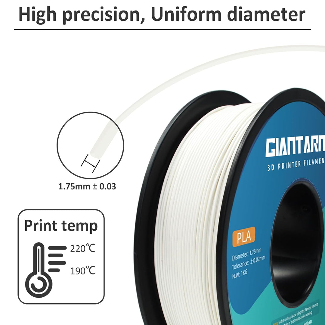 PLA Filament 1.75mm, GIANTARM 3D Drucker Filament PLA Weiss 1kg Spool AA-Weiss, AA-Wei&#xDF;