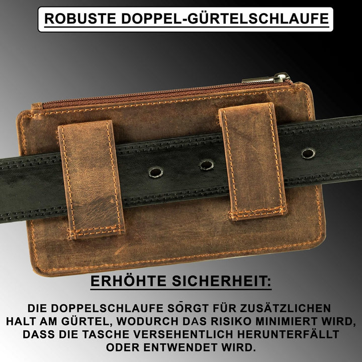 MATADOR 2in1 Echtleder Handytasche Gürtel mit Reissverschlussfach #Brisbane, mit edler Geschenkbox u