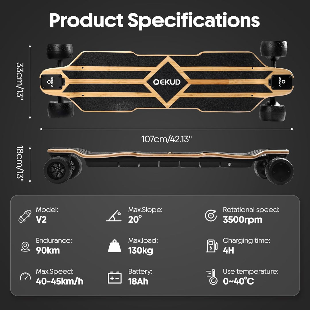 Elektro-Skateboard mit Fernbedienung für Erwachsene und Jugendliche | 7000W/2000W/1200W/1100W Motor,
