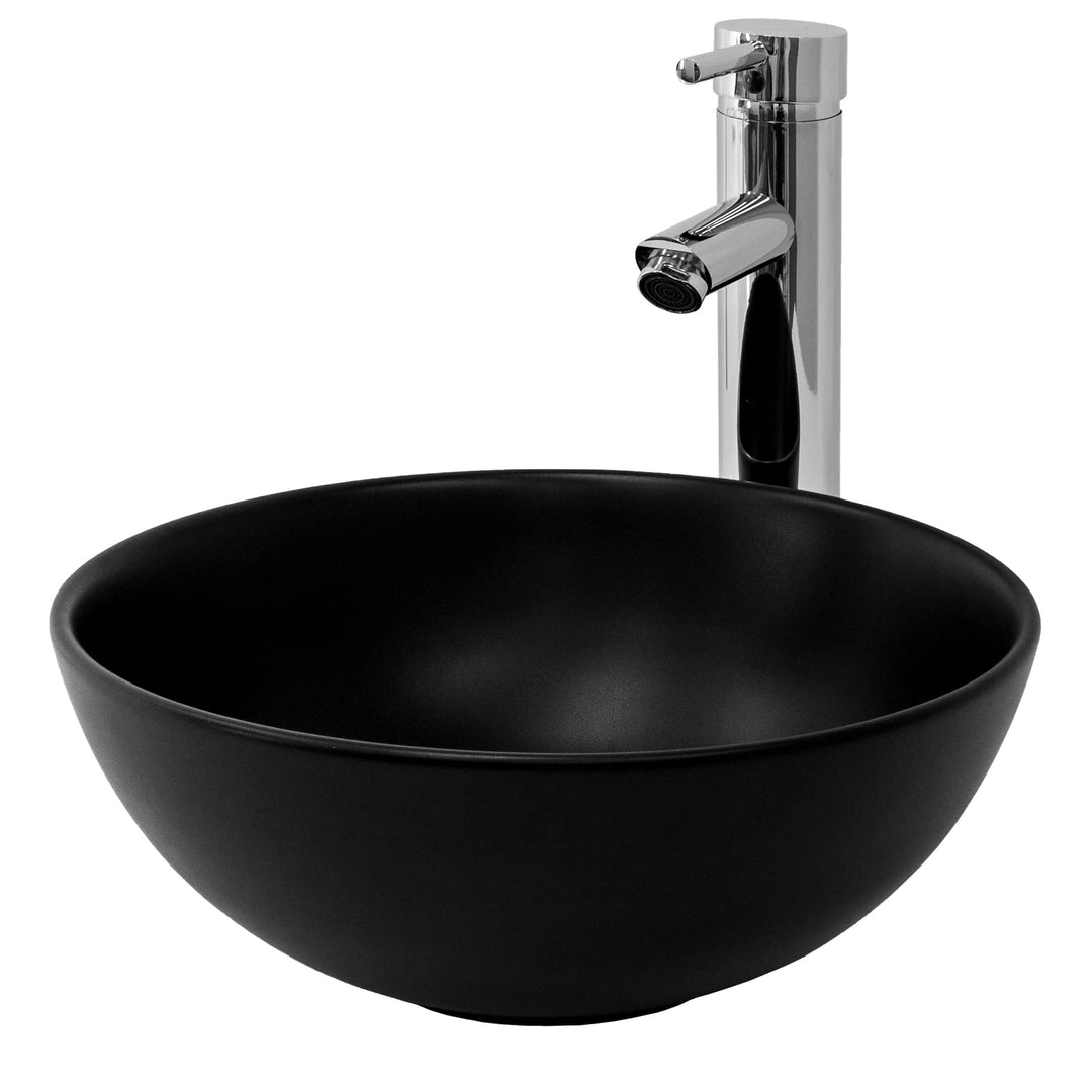 ML-Design Waschbecken aus Keramik in Schwarz Matt, Ø 32x13,5 cm, Runde Aufsatzwaschbecken, Moderne W