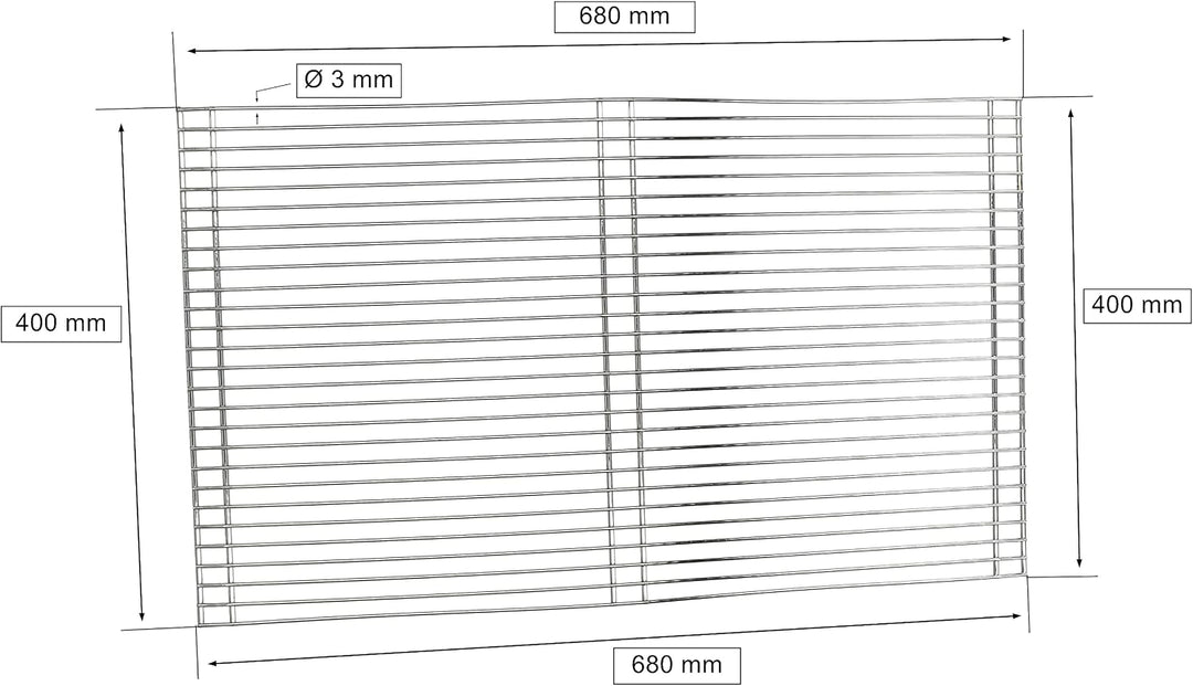 KOTARBAU® Edelstahl Grillrost Eckig 68x40 cm + Stahlbürsten zum Reinigen, 68x40 cm