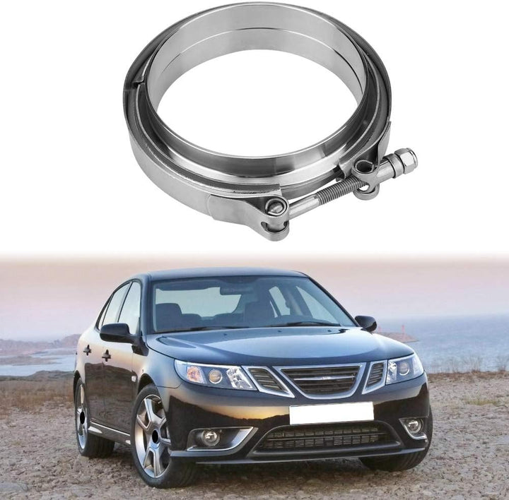 Bügelschelle Rohrschelle Flansch Turbo Auspuffschelle, Universal Auto 5"Edelstahl-Turbo Auspuff V Ba