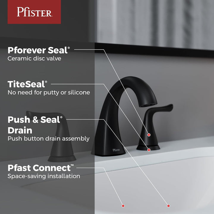 Pfister LF049MALSDB Willa Wasserhahn mit 2 Griffen, 20,3 cm, breit, in Spot Defense mattschwarz Weit