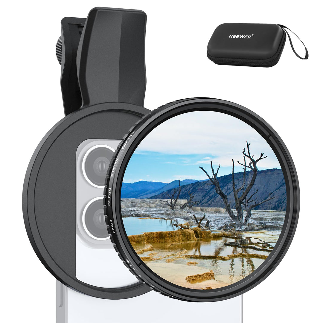 NEEWER 67 mm Variabler ND Filter, aufsteckbarer ND2-32 Neutraldichtefilter für Smartphone Objektive,
