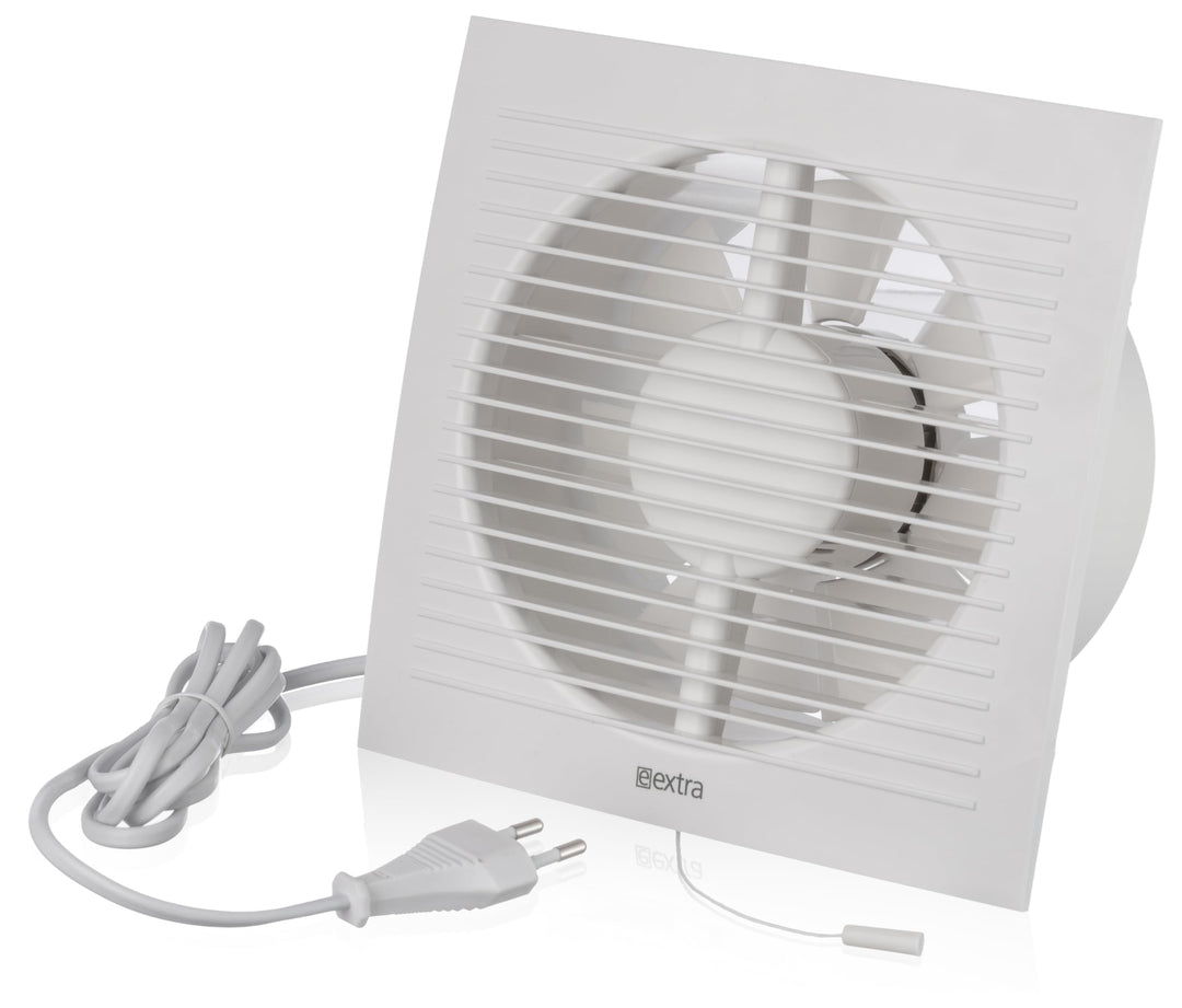 Ø 150mm Badlüfter Fan mit Zugschnur und Stecker - Weiss Abluftventilator - Ventilator zur Belüftung
