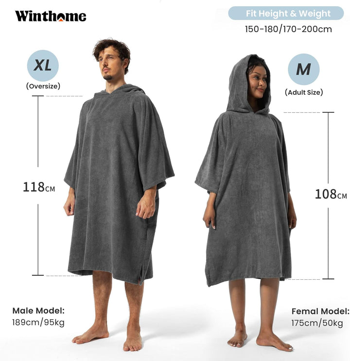 Winthome Poncho Schnelles Trocknen, Badeponcho Strand Umziehhilfe, Surf Poncho Leichtgewicht mit Tas