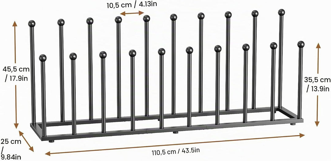 pickpiff Schuhregal Stehend Metall Schwarz - Freistehende Stiefelhalter, Stiefelspanner für Schlafsa