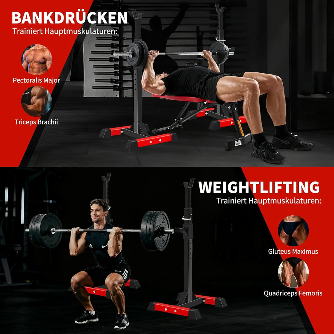 ISE Hantelständer Squat-Rack mit 6 Höhenverstellbar Langhantelablage,2 Einzelnen Ständern,Aus pulver