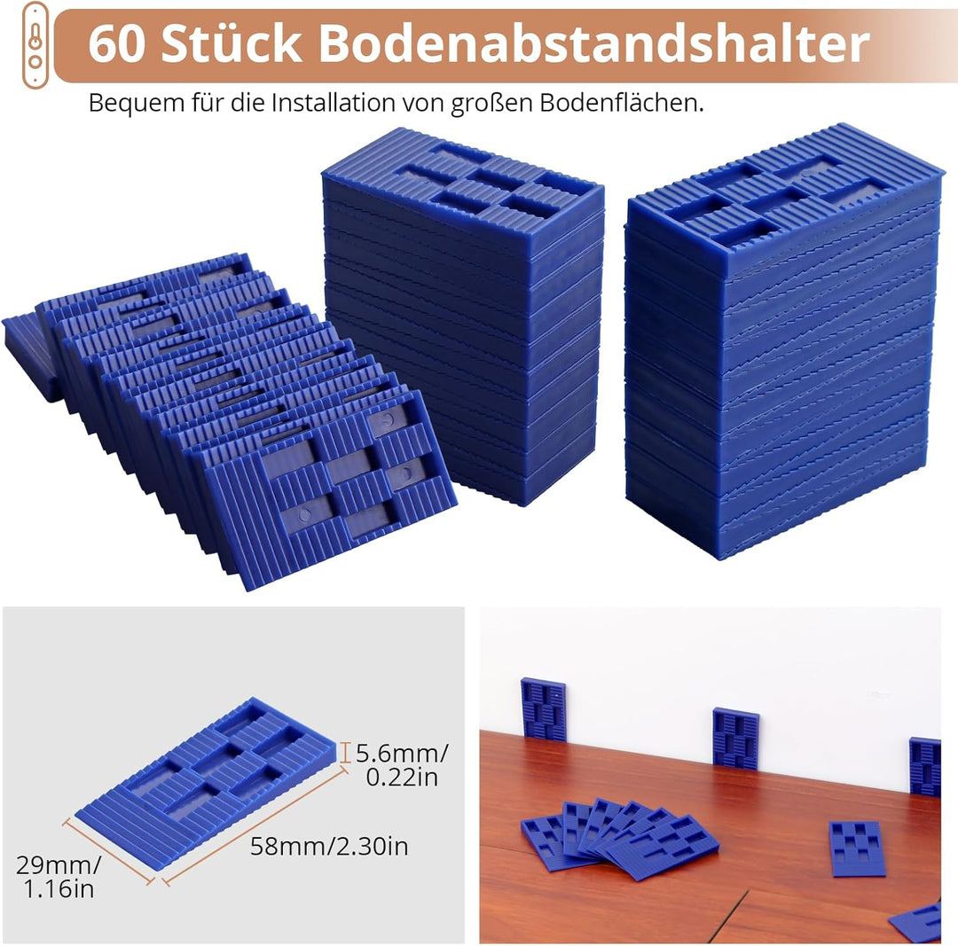 Kamtop 63 tlg.Verlegeset Parkett Nivelliersystem Laminat Parkett Holzfussboden Installations Set Lam