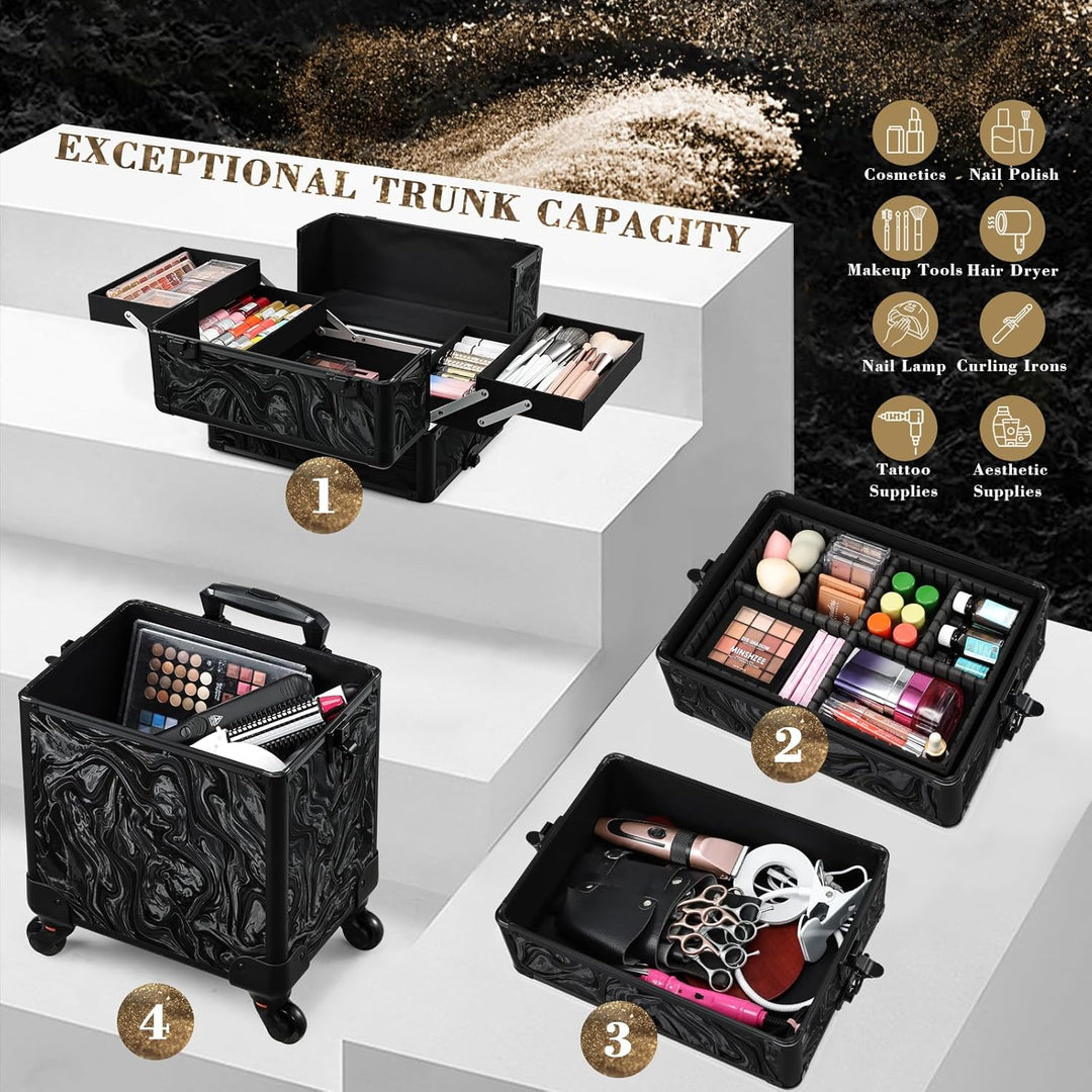 Kosmetikkoffer Trolley 4-in-1 Kosmetikkoffer Gross Kosmetik Trolley Make up Koffer Schminkkoffer mit