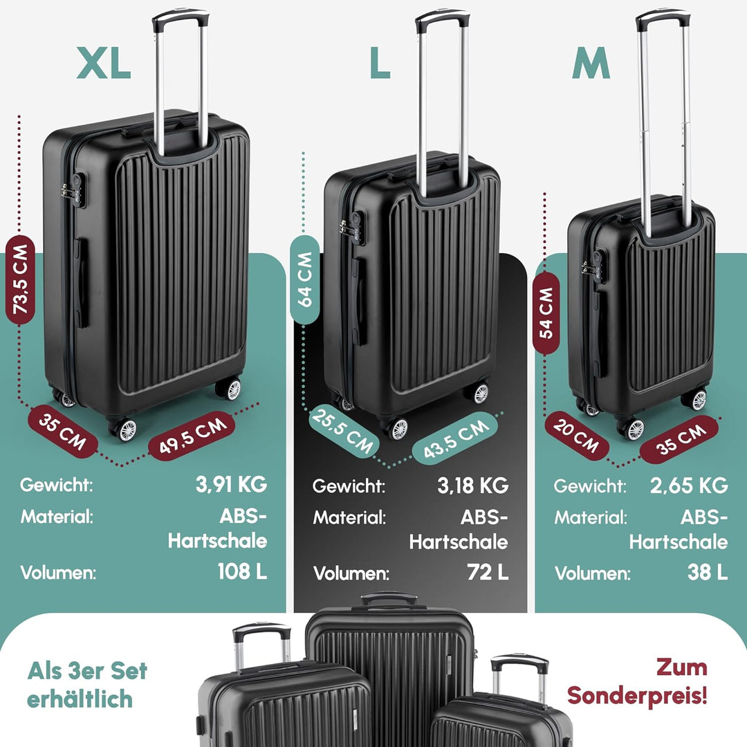 Easy Move Handgepäck Koffer Trolley 54x35x20cm - Reisekoffer 4 Rollen 360° drehbar | Suitcase Carry