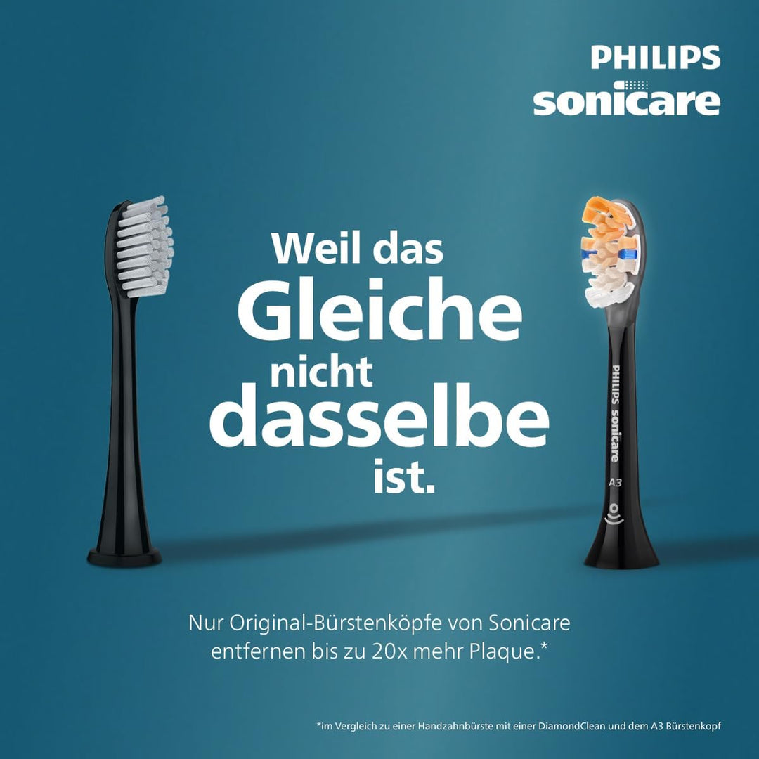 Philips Sonicare C3 Premium Plaque Defense, Original Ersatzbürstenköpfe, Schwarz, 4er-Pack, HX9044/8