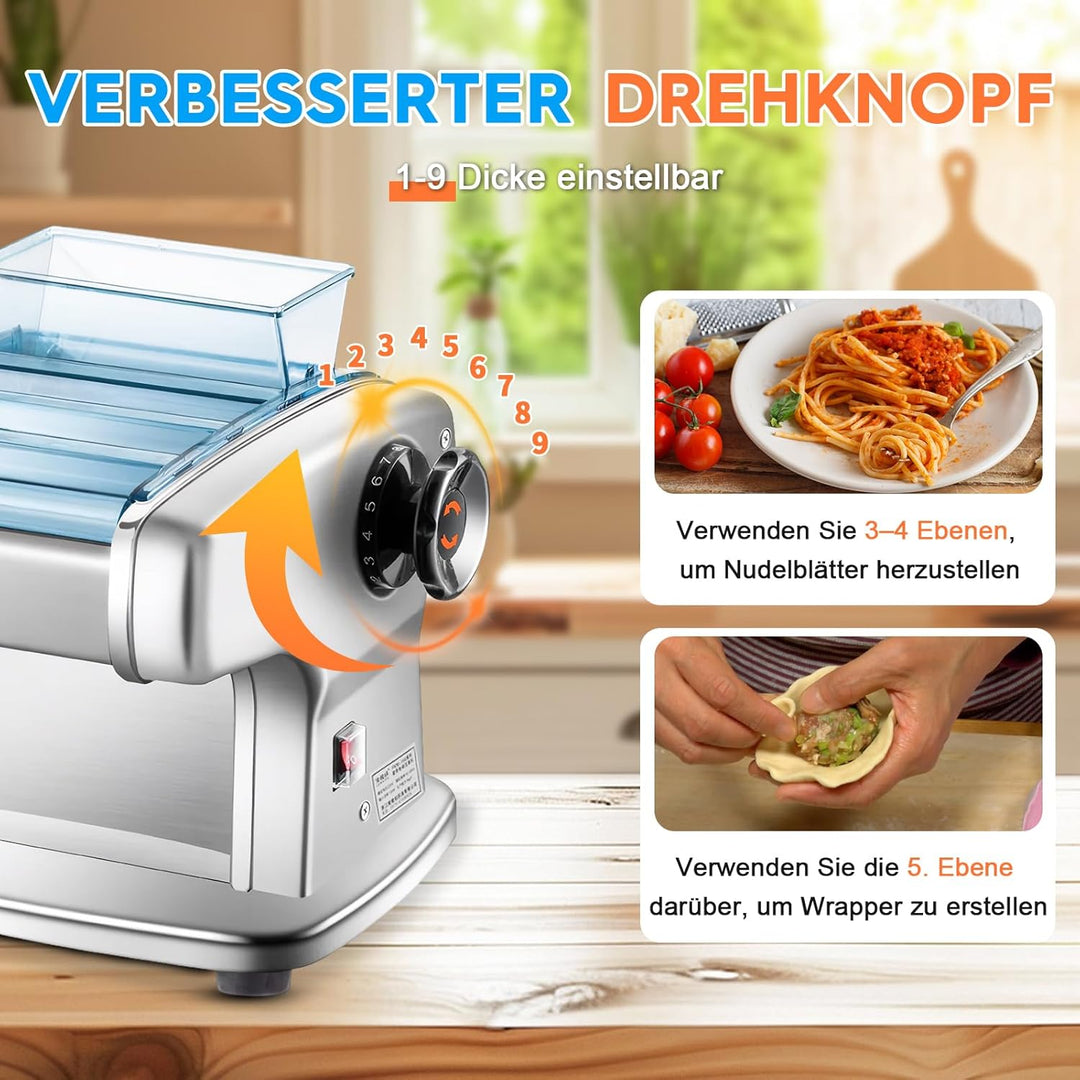 Elektrische Nudelmaschine, 135W pastamaker aus Edelstahl, geeignet für die Herstellung von Spaghetti