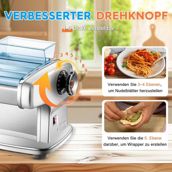 Elektrische Nudelmaschine, 135W pastamaker aus Edelstahl, geeignet für die Herstellung von Spaghetti