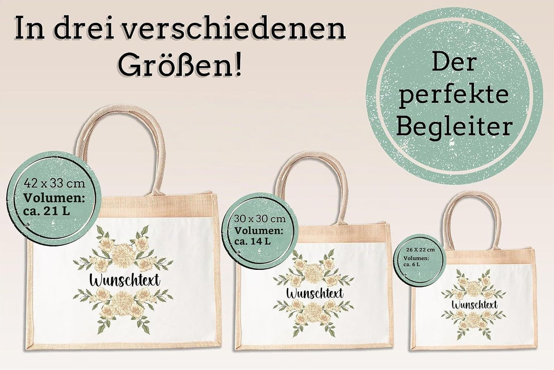LIEBTASTISCH - Nachhaltige Jutetasche - Personalisierte Tasche mit Wunschtext - Geschenk - Einkaufst