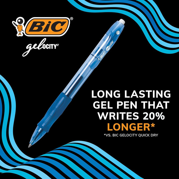 BIC Velocity Retractable Gel Pen, Refillable, Medium Point (0.7 mm), Blue, 12 Pens by Corporation 12