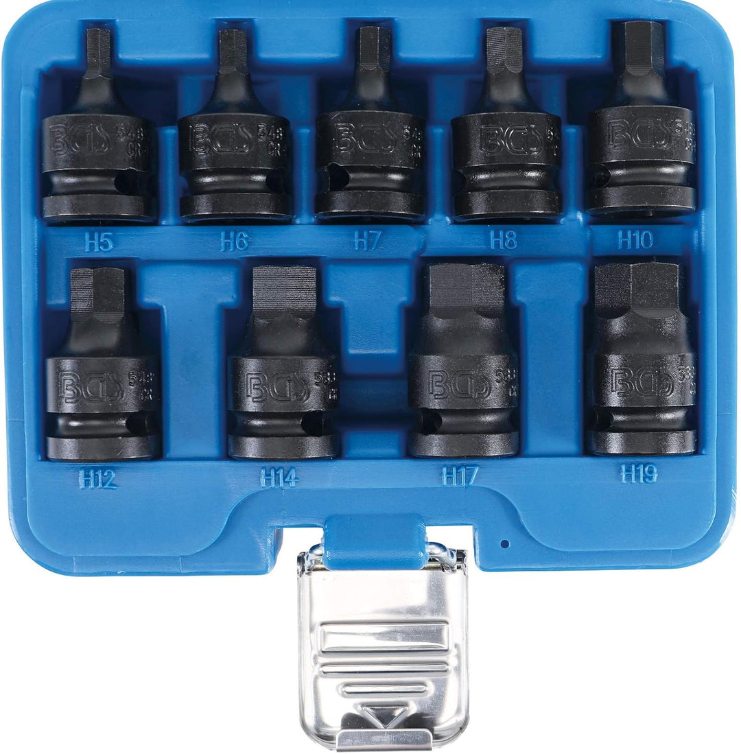 BGS 5485 | Kraft-Bit-Einsatz-Satz | 12,5 mm (1/2") | Innensechskant 5 - 19 mm | 9-tlg.