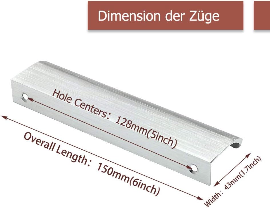 goldenwarm Aluminium 128mm Küchengriffe Profilgriff Gebürstet Schrankgriffe Türgriff Geschwungener S