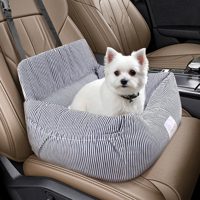 CALIYO Hunde Autositz, Sicherheitsgurt - Waschbarer Autositz Hund in Blau/Weiss für Kleine, Mittlere