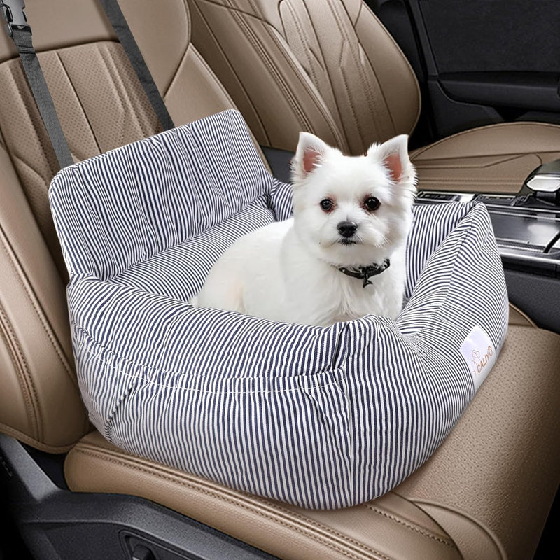 CALIYO Hunde Autositz, Sicherheitsgurt - Waschbarer Autositz Hund in Blau/Weiss für Kleine, Mittlere