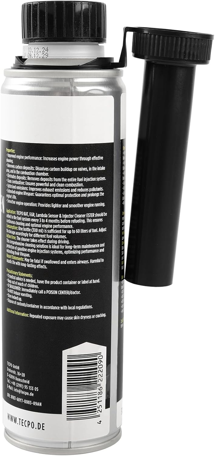 TECPO Benzinadditiv AGR Ventil Reiniger 2X 300ml Motorsystemreiniger Katalysator Lambdasonde Drossel