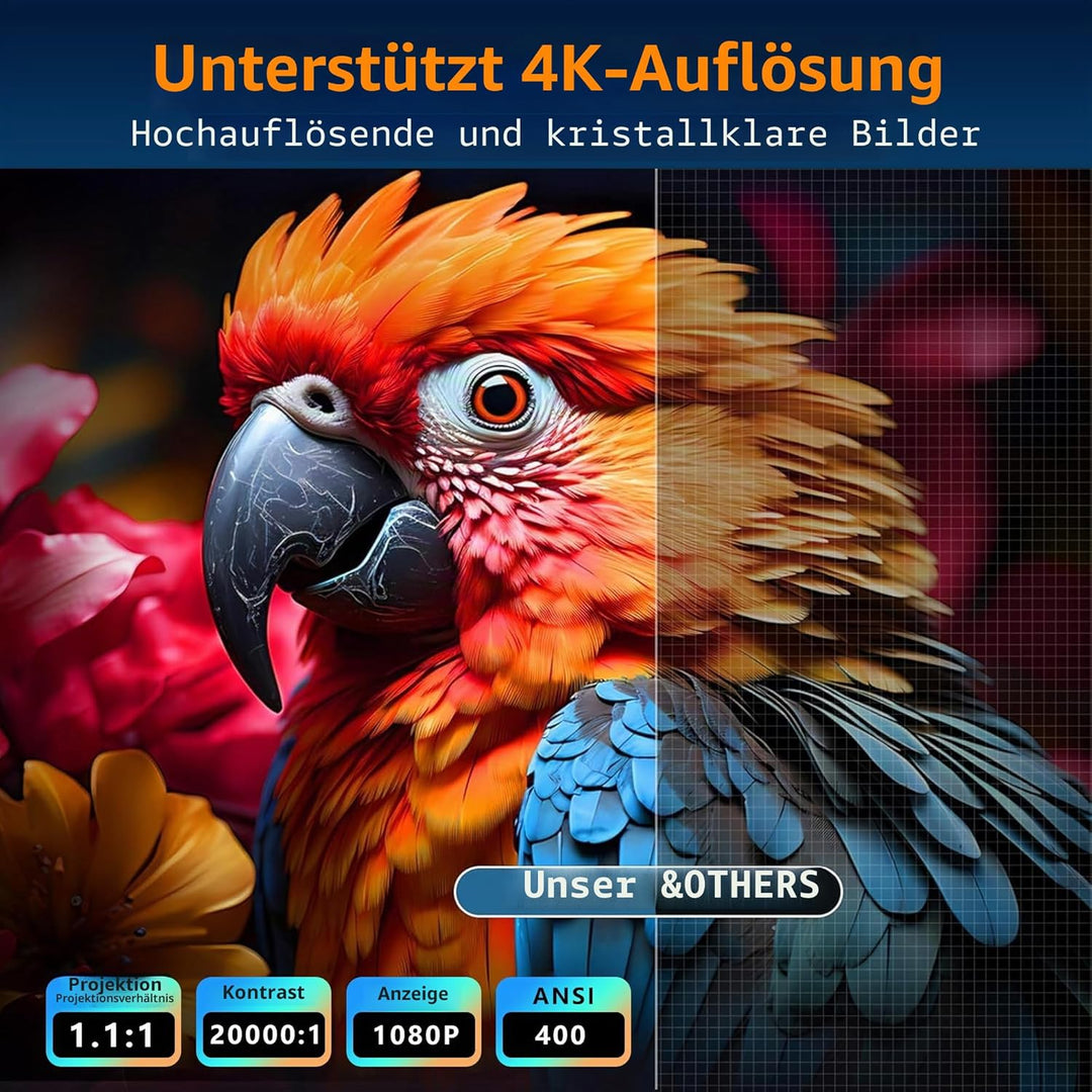 Projektor Q3 Ultra 750 ANSI/10000 ISO LUMEN Android 11 1080P 4k Unterstützung FHD Display - Wifi & B