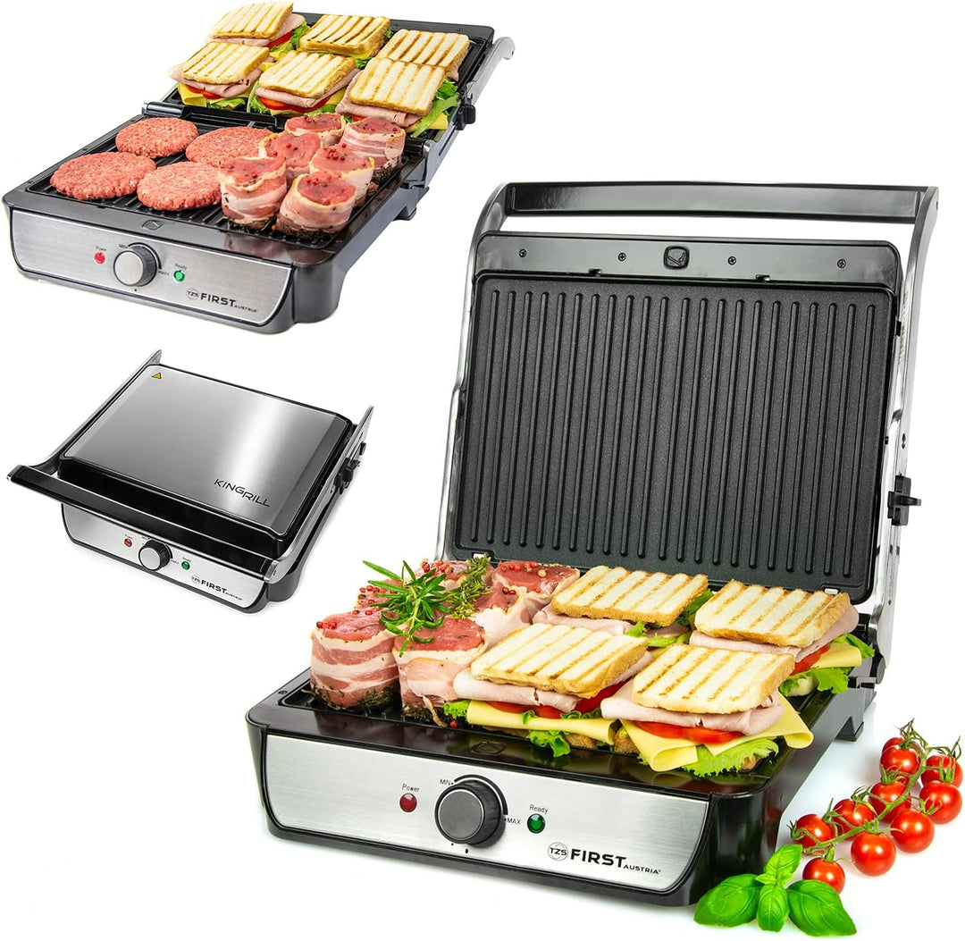 TZS First Austria Tischgrill, Elektrogrill für den Tischgebrauch, Grillplatte für Fleisch & Gemüse,