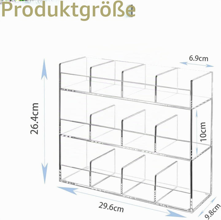 Teebeutel Organizer aus Transparentem Acryl, 12-Fach Teebox für 200+ Teebeutel, Stapelbare Tee Aufbe