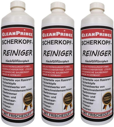 Scherkopf-Reiniger 3 x 1 Liter für Reinigungsstationen von Rasierern Bartschneidern