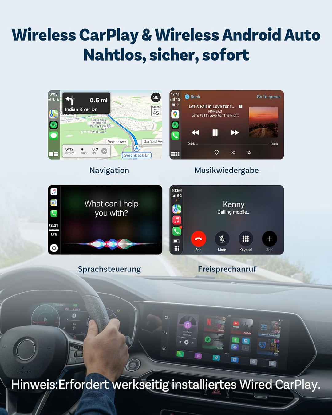 OTTOCAST Play2Video Ultra 2026 Upgrade, Wireless CarPlay Adapter AI Box mit YouTube, App Hub, bis zu
