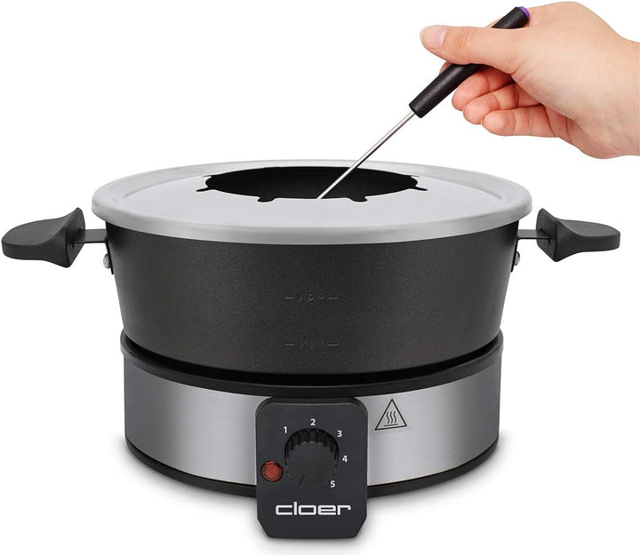 Cloer 6679 Fondue für 8 Personen, beschichteter Aluminiumtopf, inklusive Spritzschutz, 8 farbig mark