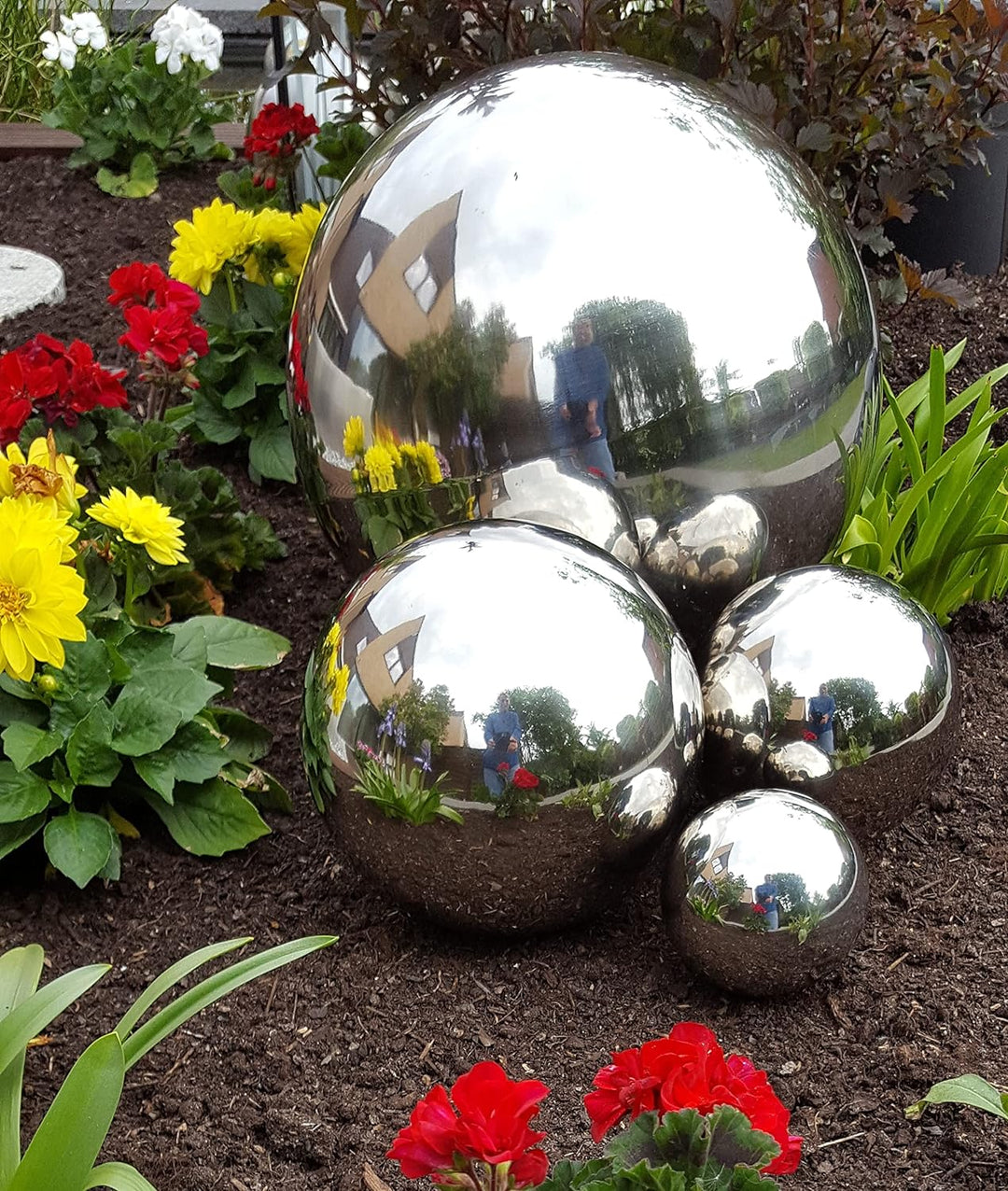 Jürgen Bocker Garten-Ambiente Dekokugel aus Edelstahl 35 cm poliert Dekorationskugel Edelstahlkugel