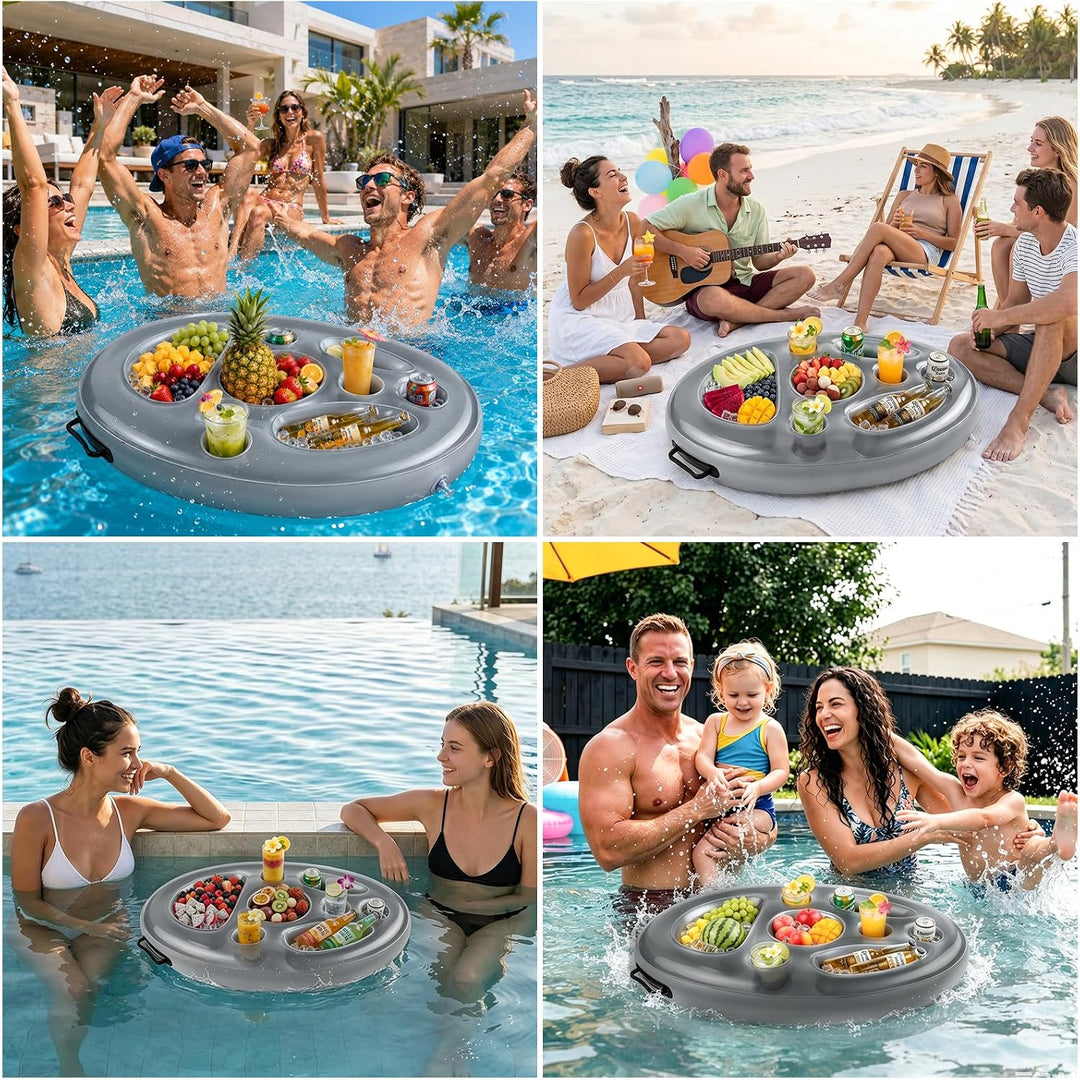 Morofme Getränkehalter Pool, 2 in1 Snackhalter Aufblasbarer Getränkehalte 8 Löcher Grosse Kapazität,