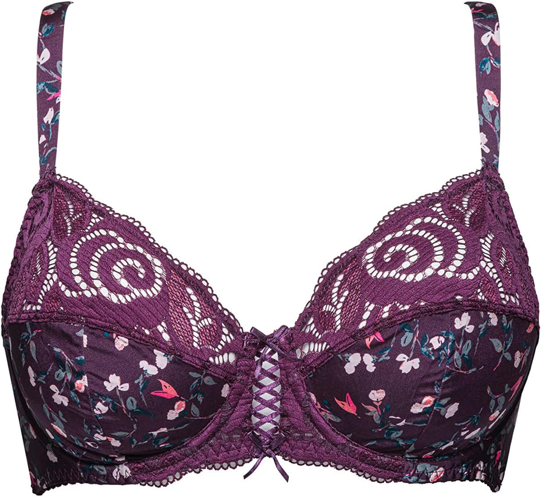 Sans Complexe Damen Klassischer Bügel-BH 75C Blumendruck, Rot / Violett, 75C Blumendruck, Rot / Viol