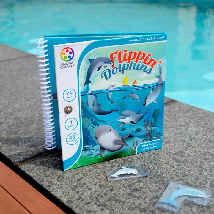 SmartGames - Flippin' Dolphins, Magnetic Puzzle Game with 48 Challenges, 7+ Years