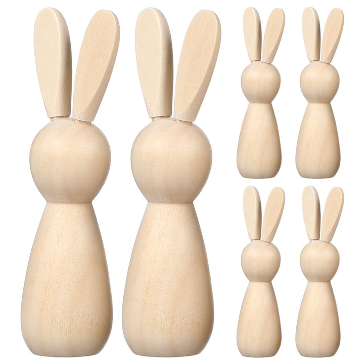 Veemoon 10 Unbemalte Holzhasen-figuren zum Selbermachen, Unbemalte Hasenfiguren aus Naturholz, Oster